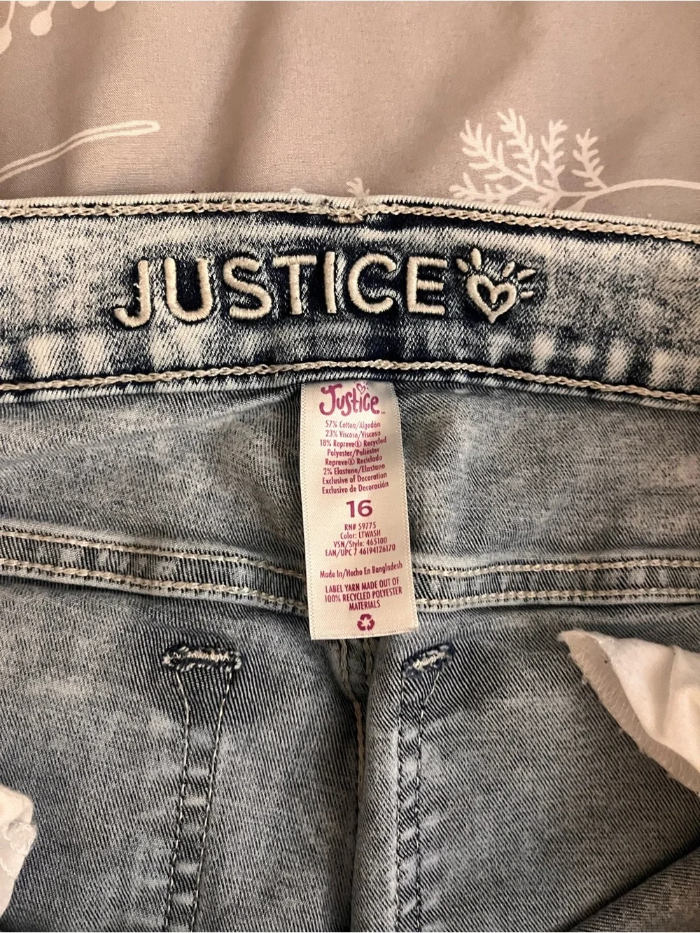 Justice Light Blue Acid-Wash Distressed Boyfriend Jeans